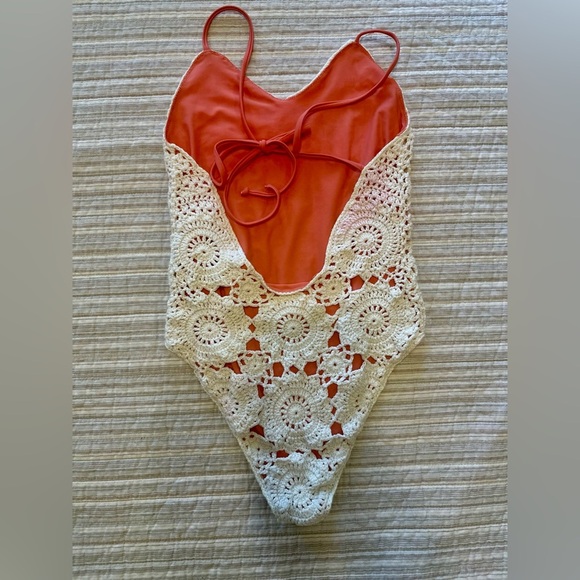Boho Crochet One-Piece Swimsuit | Retro Festival Swimwear - Picture 2 of 8